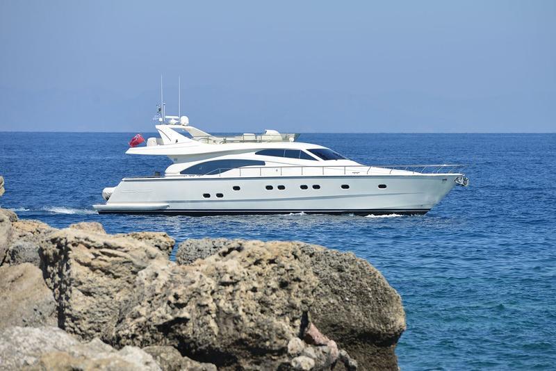 Book Ferretti Yachts 68 Luxury motor yacht for bareboat charter in Rhodes New Marina, Dodecanese, Greece with TripYacht!, picture 1