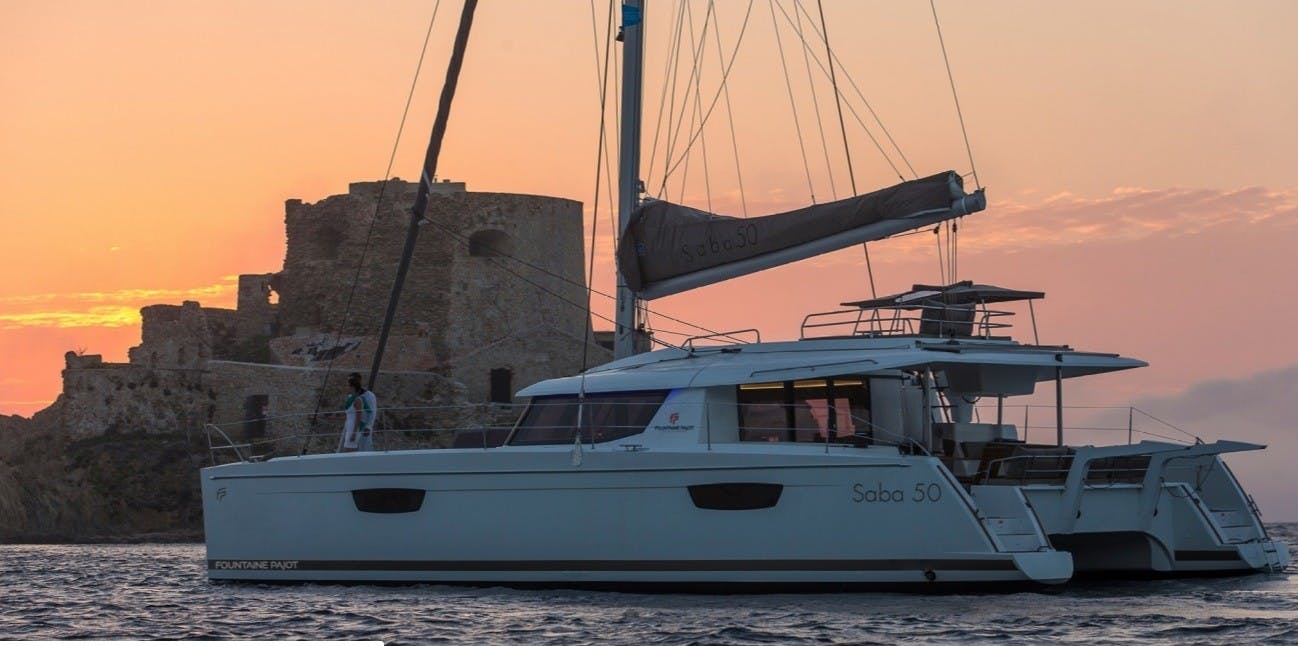 Book Fountaine Pajot Saba 50 - 6 + 1 cab. Catamaran for bareboat charter in Trogir, Yachtclub Seget (Marina Baotić), Split region, Croatia with TripYacht!, picture 1