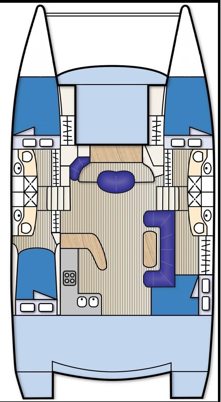 Book Cumberland 46 - 4 cab. Power catamaran for bareboat charter in Whitsundays, Airlie Beach, Coral Sea Marina, Whitsunday Region of Queensland, Australia and Oceania with TripYacht!, picture 2