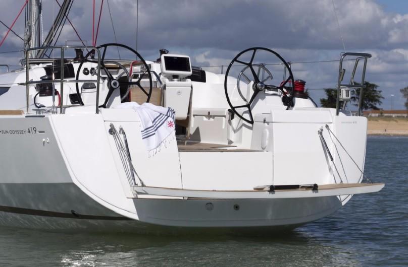 Book Sun Odyssey 419 Sailing yacht for bareboat charter in St. Martin, Marina de L'Anse Marcel, St. Martin, Caribbean with TripYacht!, picture 3