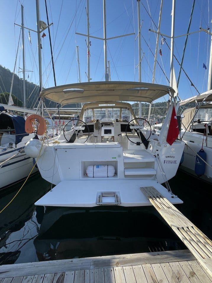 Book Dufour 430 GL Sailing yacht for bareboat charter in Fethiye, Yacht Club Mai, Mediterranean, Turkey with TripYacht!, picture 1