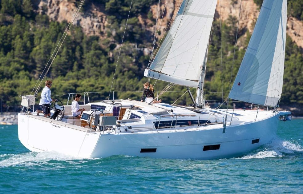 Book Dufour 430 GL Sailing yacht for bareboat charter in Cote D'Azur, Port Pin Rolland, Provence-Alpes-Côte d'Azur, France with TripYacht!, picture 1
