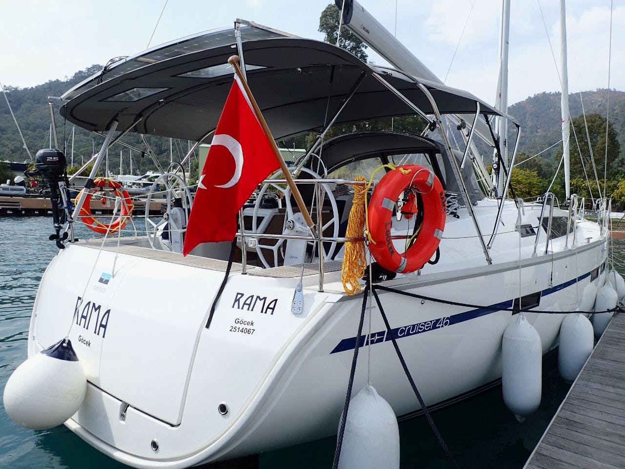 Book Bavaria Cruiser 46 - 4 cab. Sailing yacht for bareboat charter in Marin Turk Göcek Village Port, Aegean, Turkey with TripYacht!, picture 3