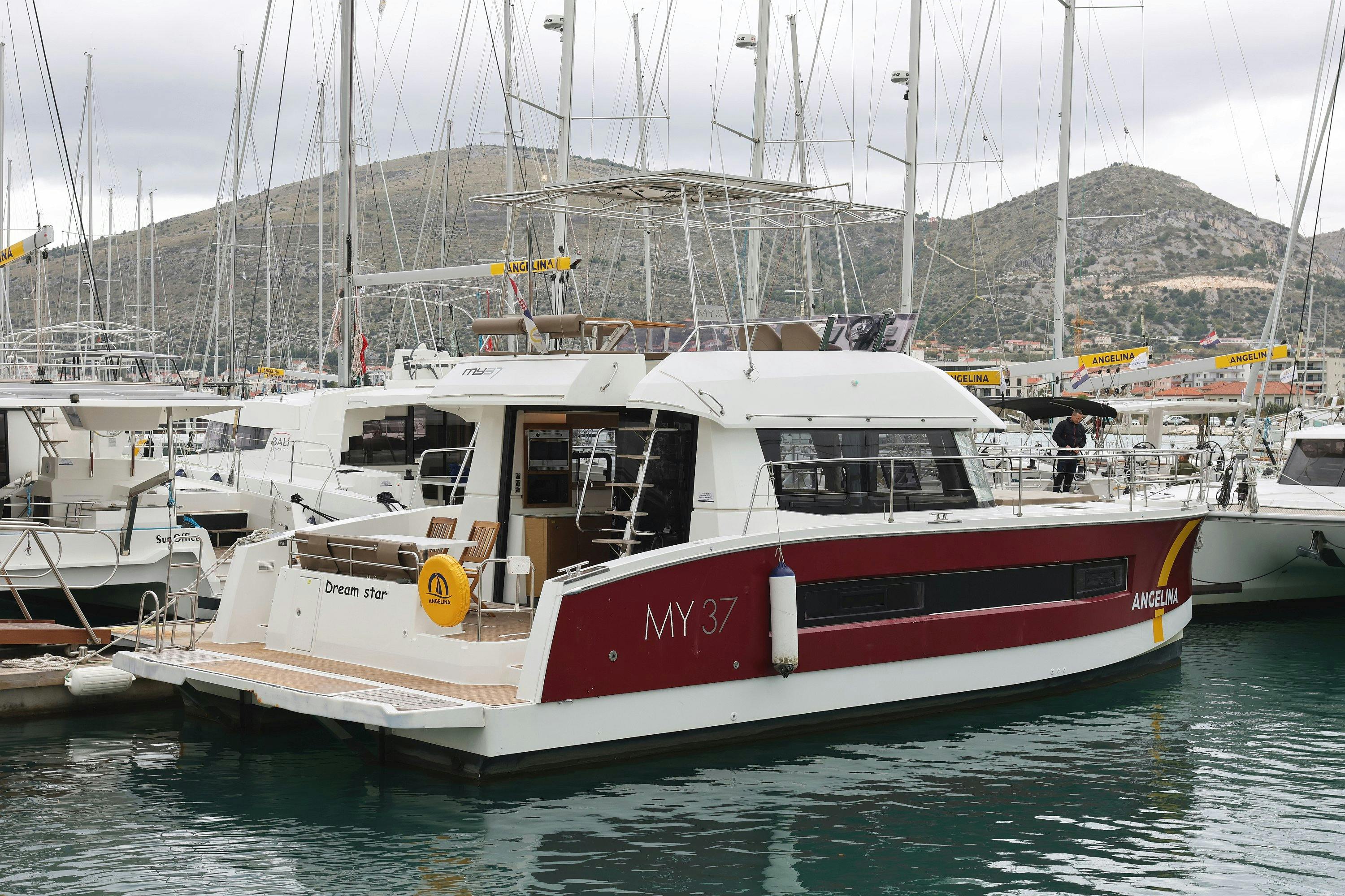 Book Fountaine Pajot MY 37 Power catamaran for bareboat charter in Trogir, Marina Trogir (ex.SCT), Split region, Croatia with TripYacht!, picture 1