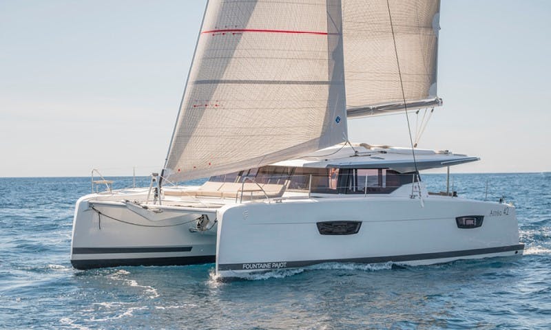 Book Fountaine Pajot Astrea 42 - 4 + 2 cab. Catamaran for bareboat charter in Cote D'Azur, Port Pin Rolland, Provence-Alpes-Côte d'Azur, France with TripYacht!, picture 11