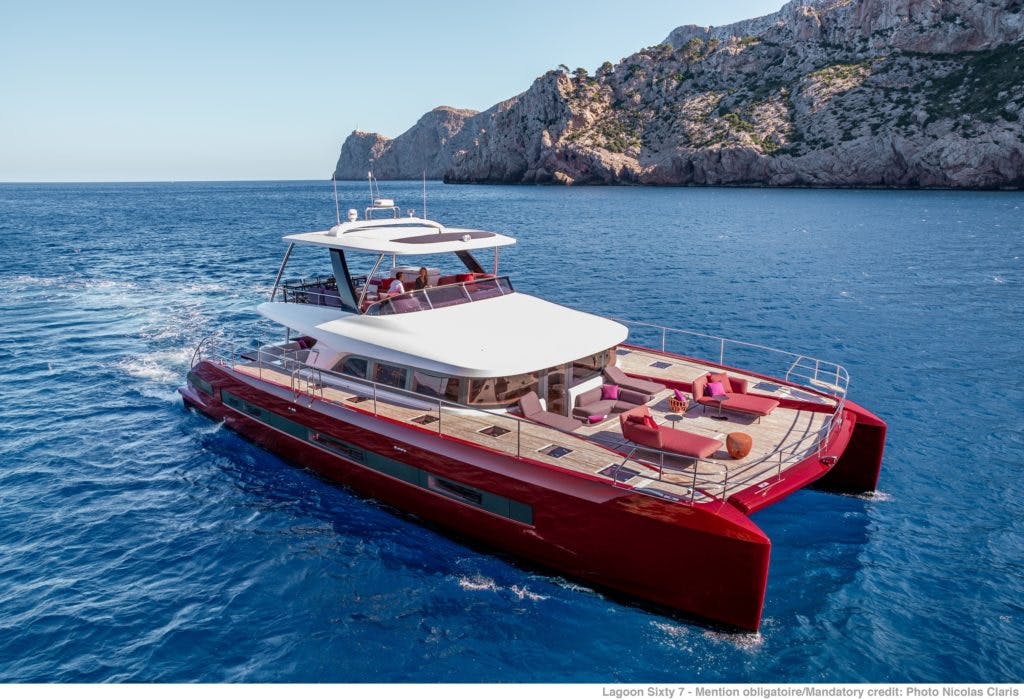Book Lagoon Sixty 7 Power catamaran for bareboat charter in Athens, Agios Kosmas marina, Athens area/Saronic/Peloponese, Greece with TripYacht!, picture 1